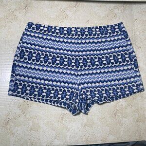 Forever‎ 21 Womens Geometric Pattern Blue White Woven Short Shorts Casual Beach